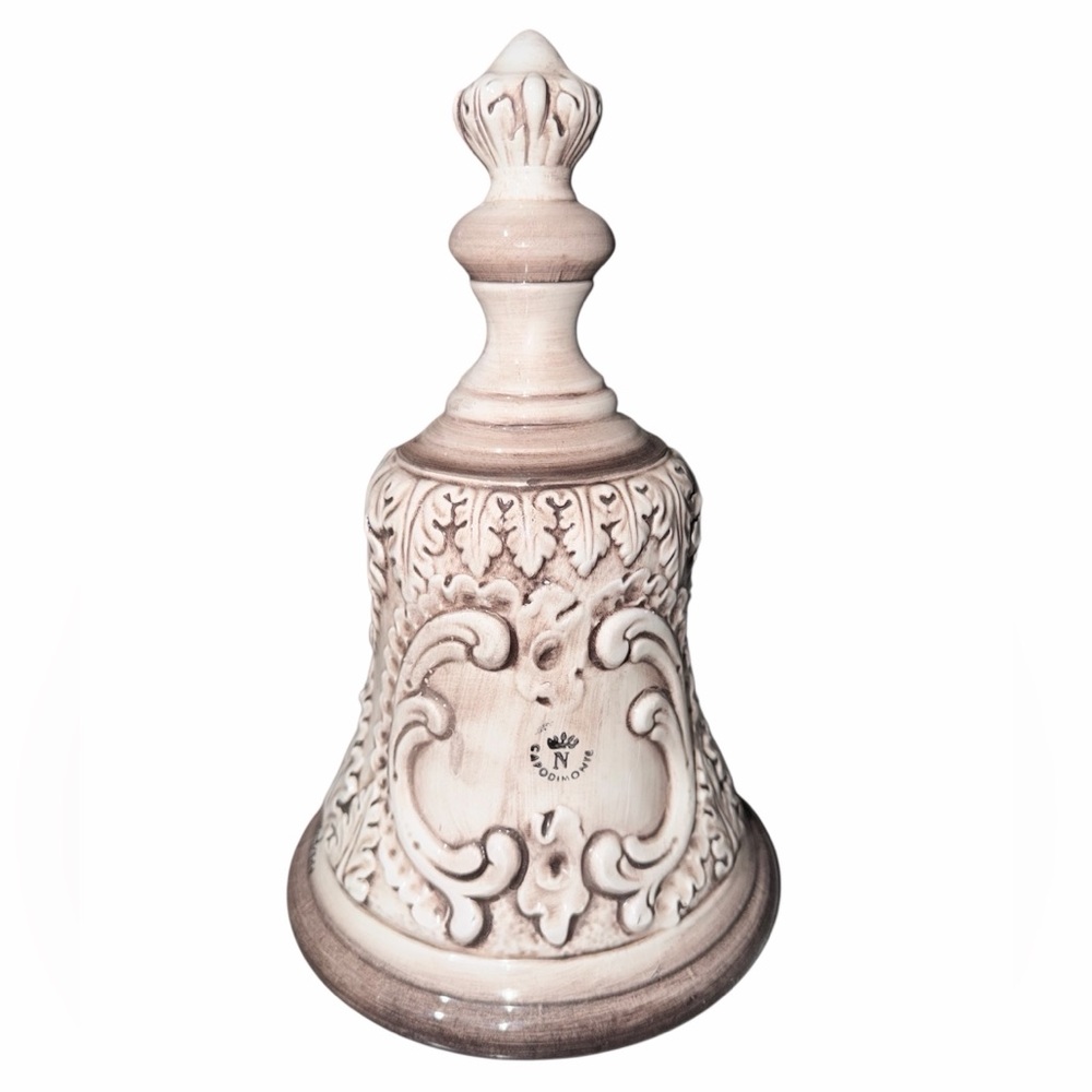 Vintage Capodimonte Italian Ceramic Bell Hand Painted Roses Porcelain Ceramic - Picture 5 of 6